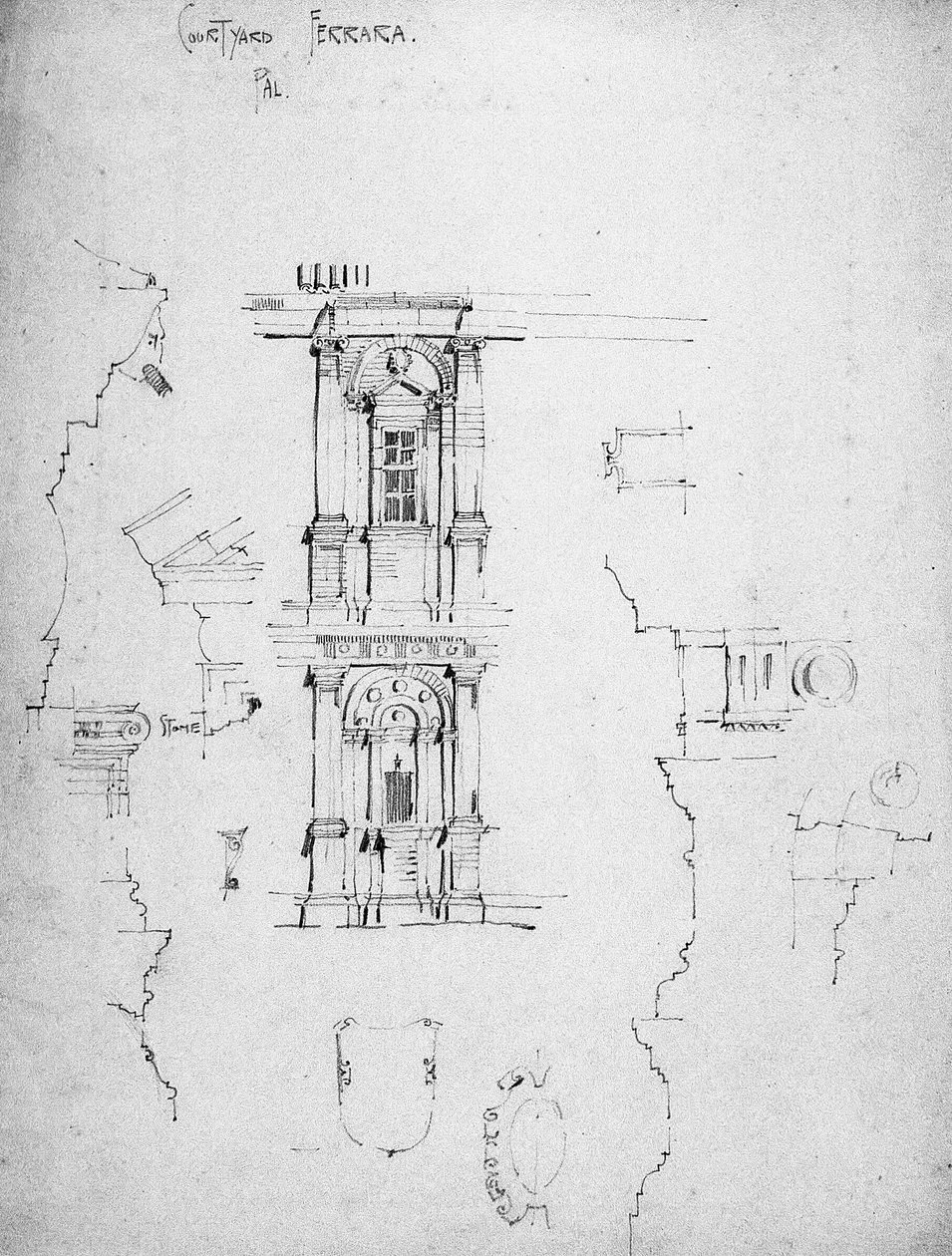 Cortile del Palazzo, Ferrara, 1891 da Charles Rennie Mackintosh