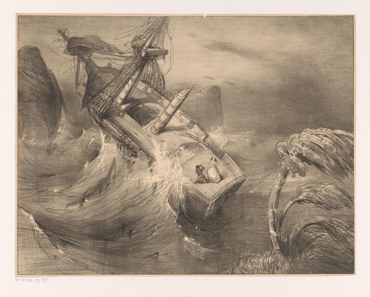 Nave in difficoltà durante una tempesta da Charles Rochussen