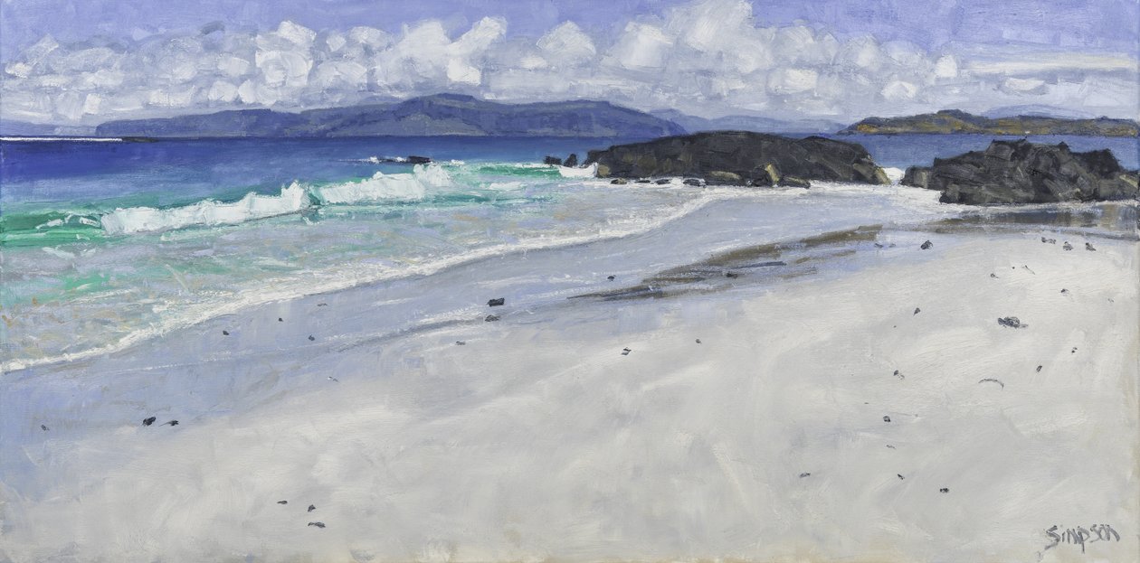 Rocce della spiaggia, Iona, 2016 (olio su tela) da Charles Simpson