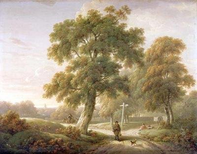 Viaggiatori a un incrocio in un paesaggio boscoso da Charles Towne