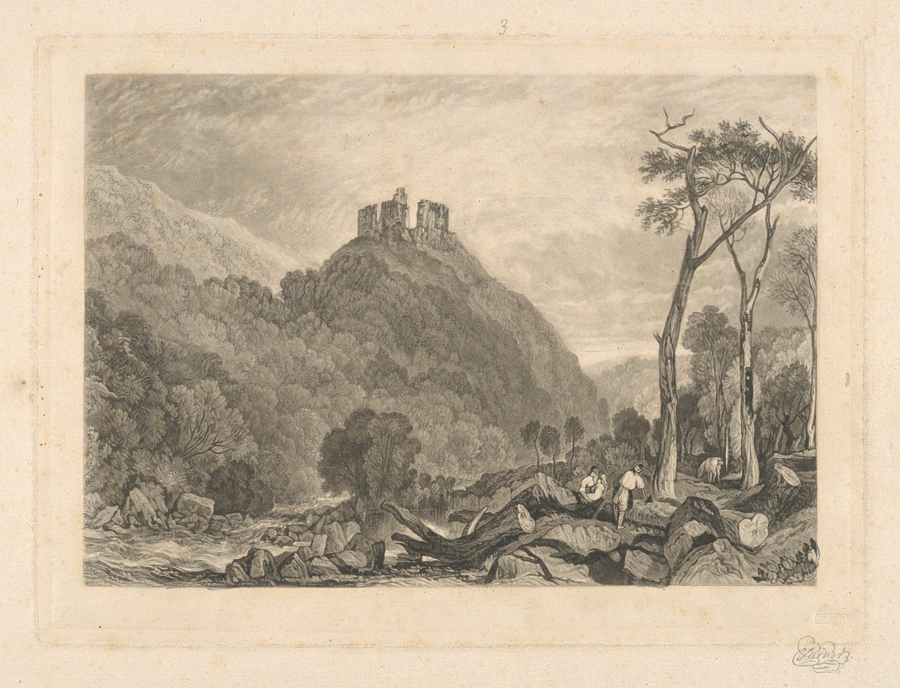 Castello di Okehampton, sul fiume Okement da Charles Turner