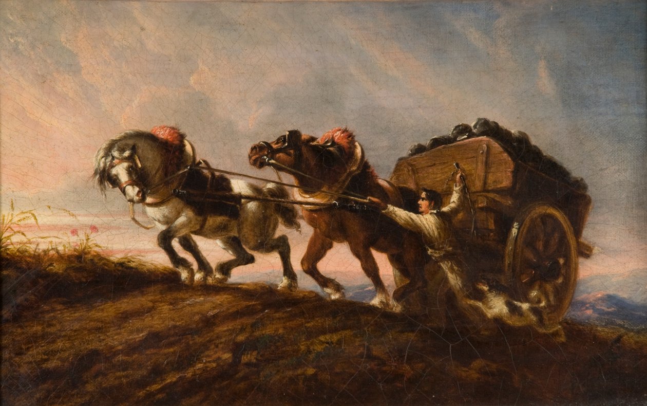 Cavalli che si sforzano di tirare un carico, 1864 da Charles Verlat