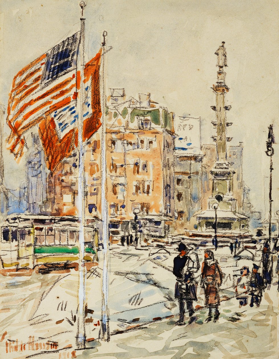 Bandiere, Columbus Circle da Childe Frederick Hassam