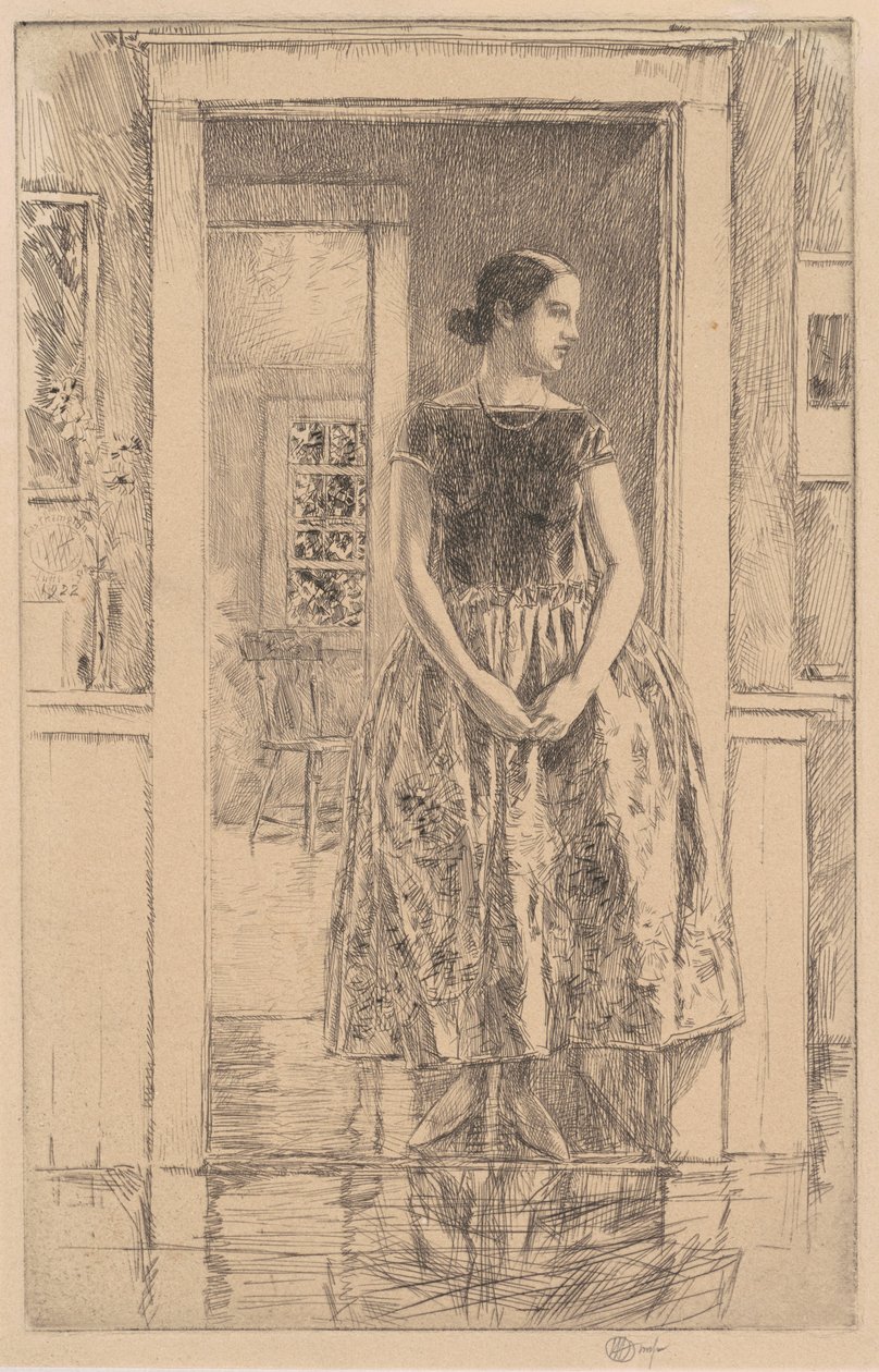 Ragazza in abito moderno da Childe Hassam
