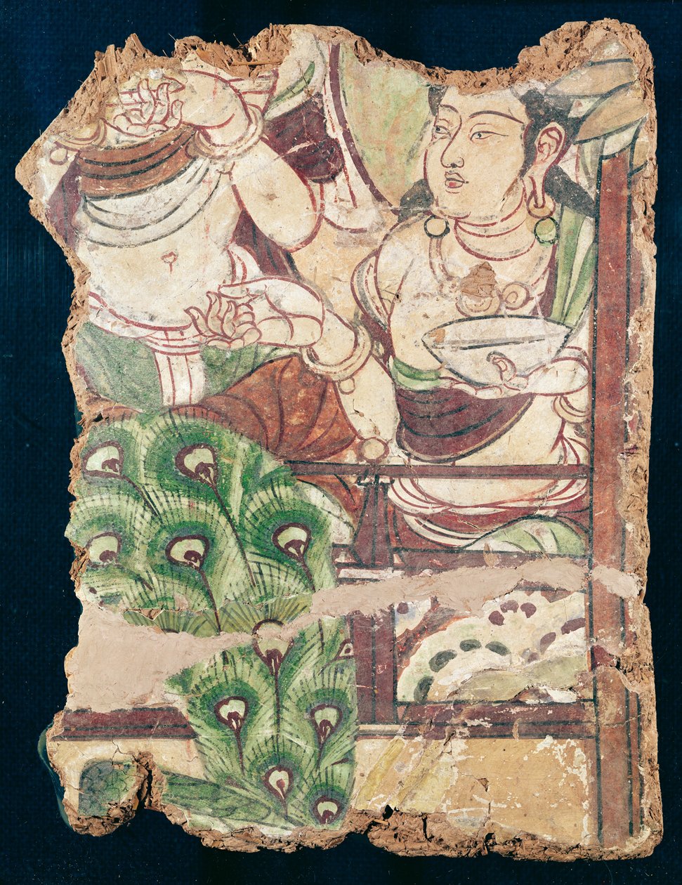 Frammento che raffigura un paradiso buddista, da Duldur-Aqur, Xinjiang, c.700 d.C. da Chinese School