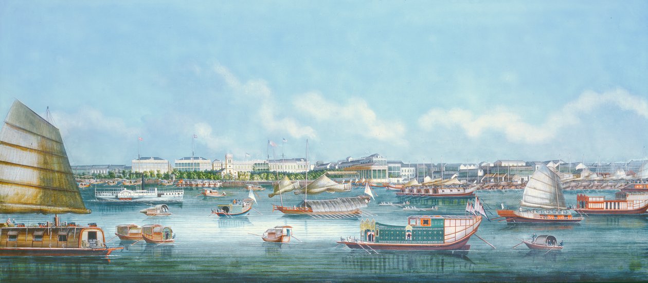 Vista del lungomare a Canton, c.1855 da Chinese School