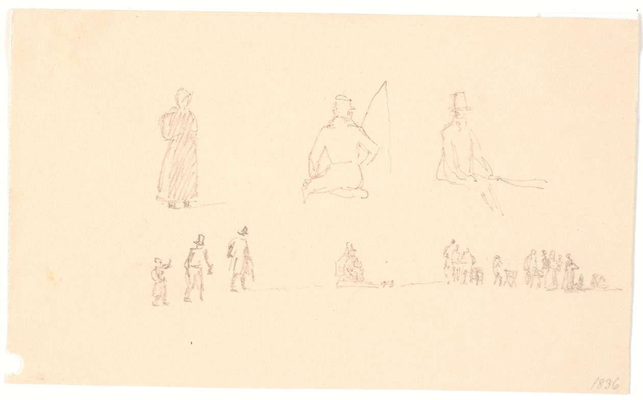 Due file di schizzi di figure da Christen Købke