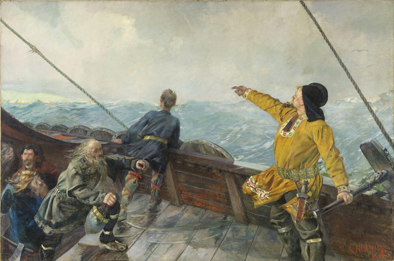 Leif Eriksson (X secolo) avvista terra in America, 1893 da Christian Krohg