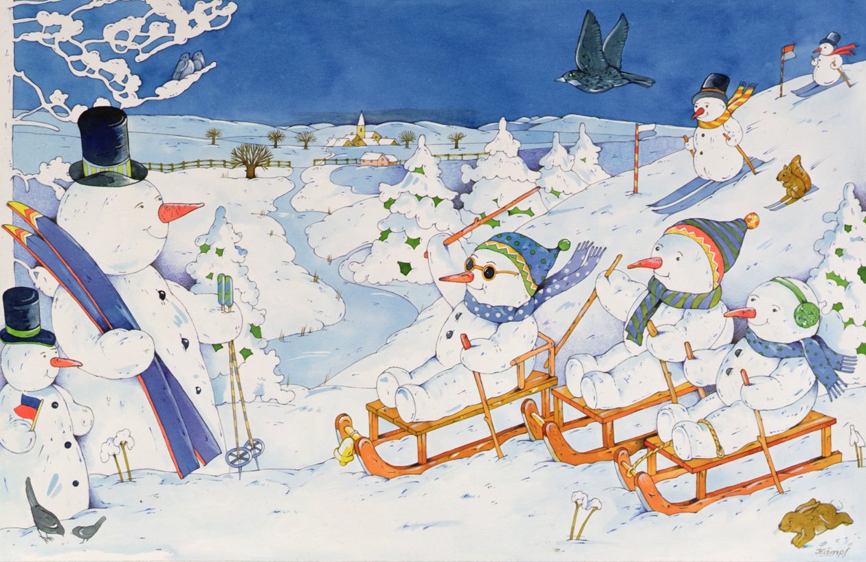 Pupazzi di neve in slittino da Christian Kaempf