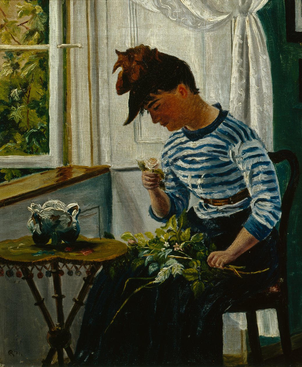 Ragazza con fiori da Christian Krohg
