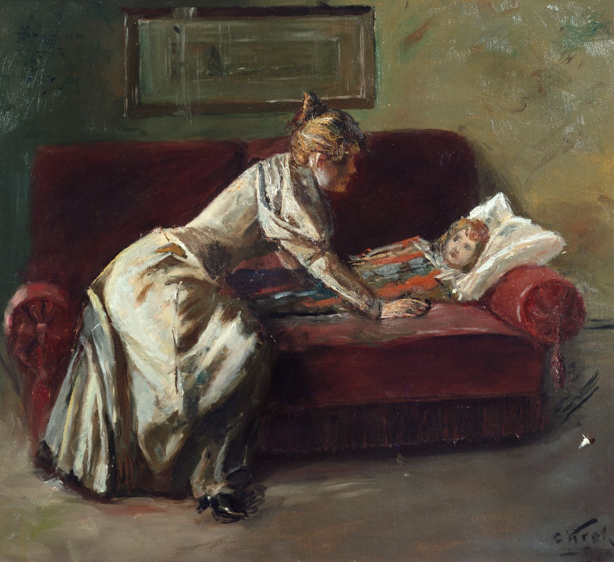 Il bambino malato da Christian Krohg