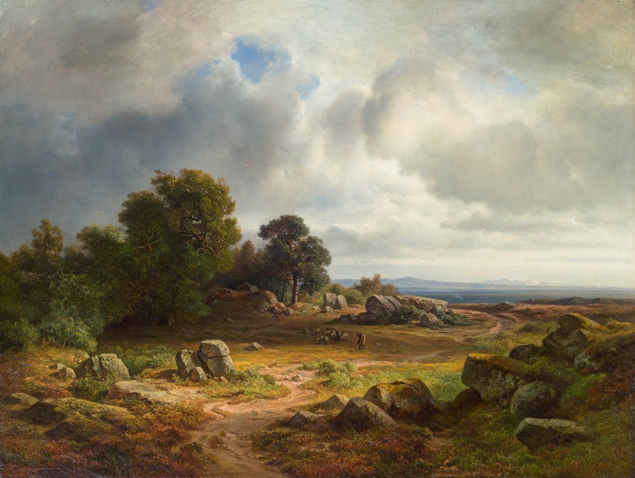 Ampio paesaggio con gregge di pecore da Christian Morgenstern