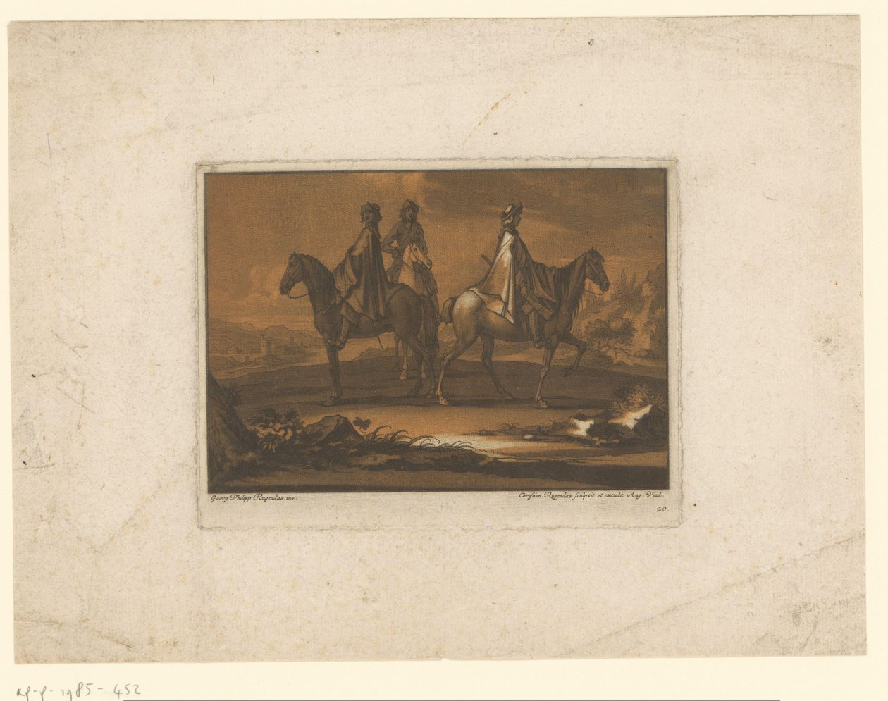 Tre cavalieri con mantelli da Christian Rugendas