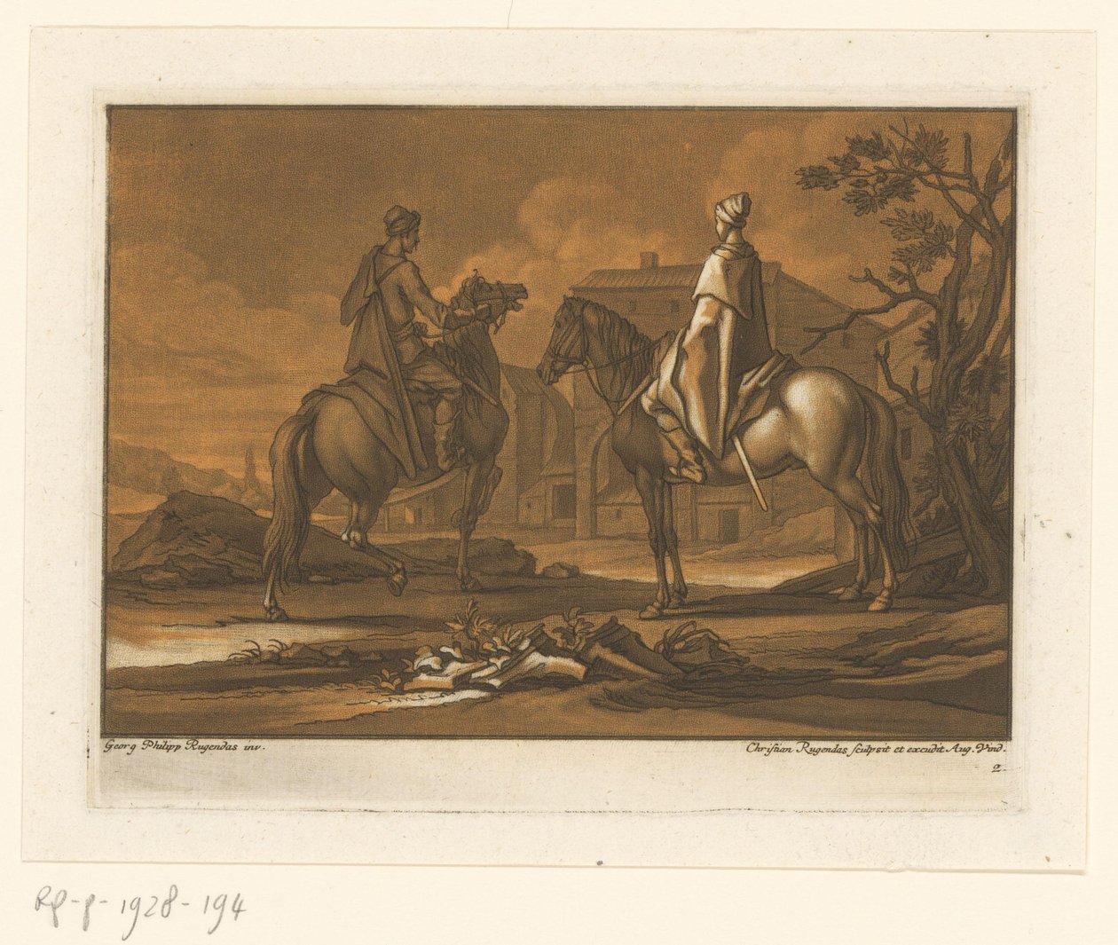Due cavalieri in mantelli da Christian Rugendas