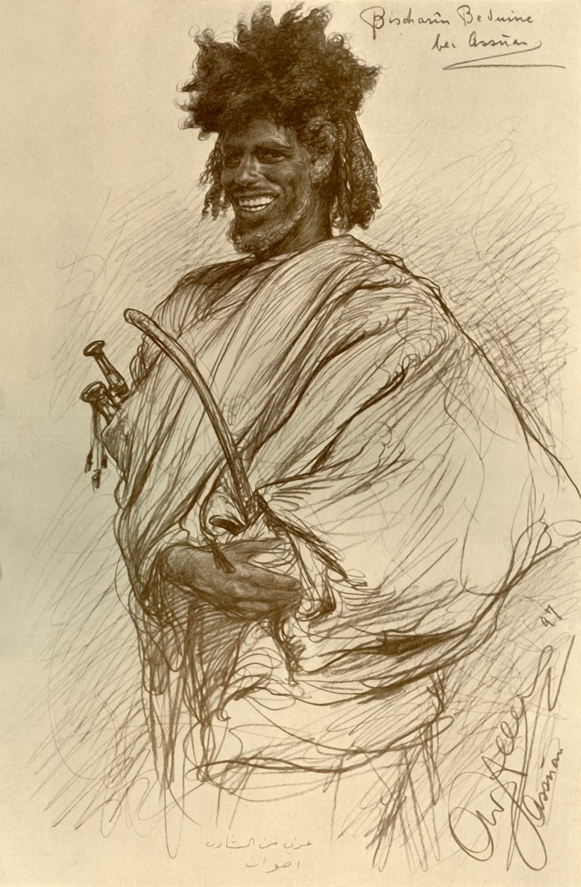 Uomo Bishari, Assuan, Egitto da Christian Wilhelm Allers