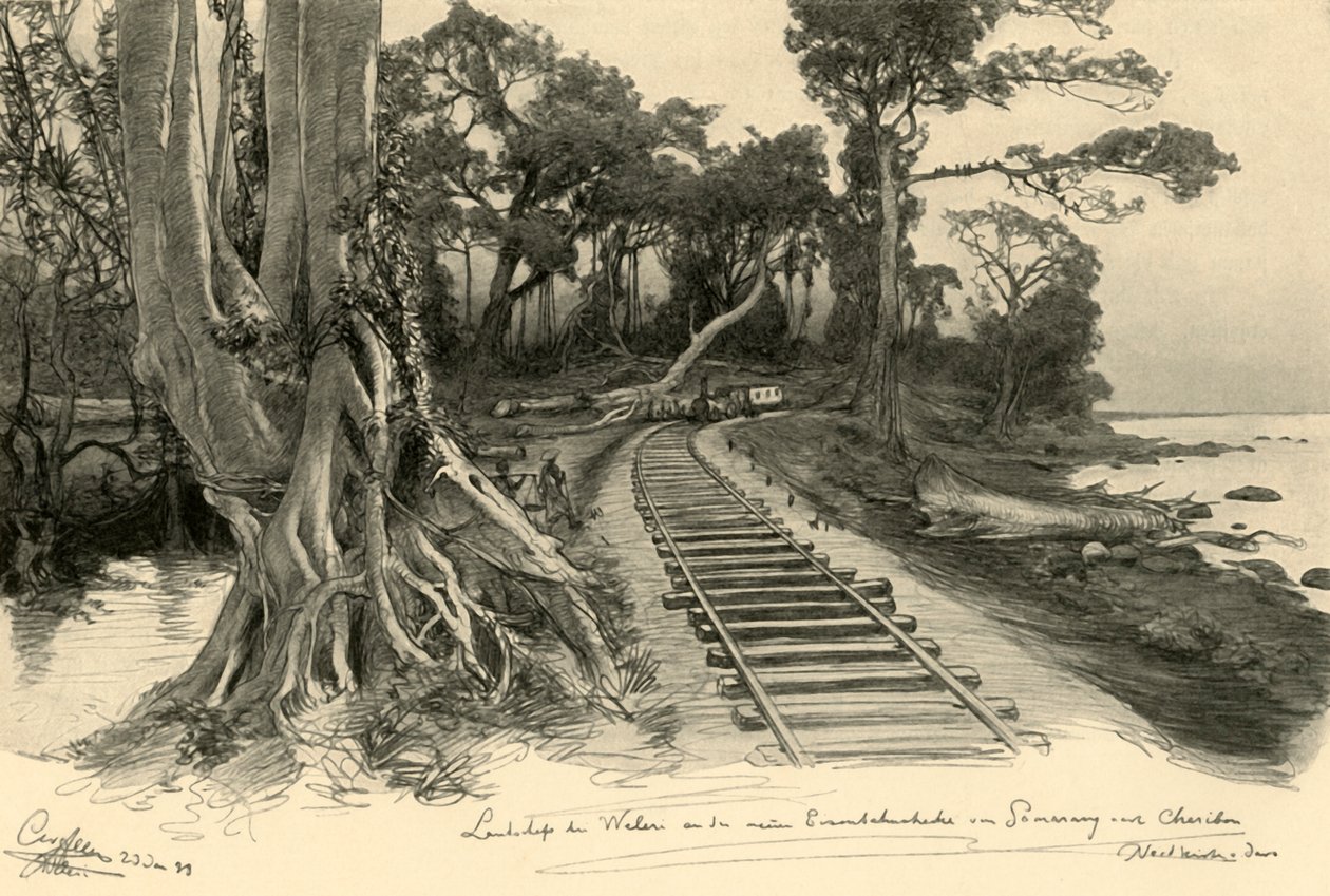 Ferrovia, Weleri, Giava, 1898 da Christian Wilhelm Allers