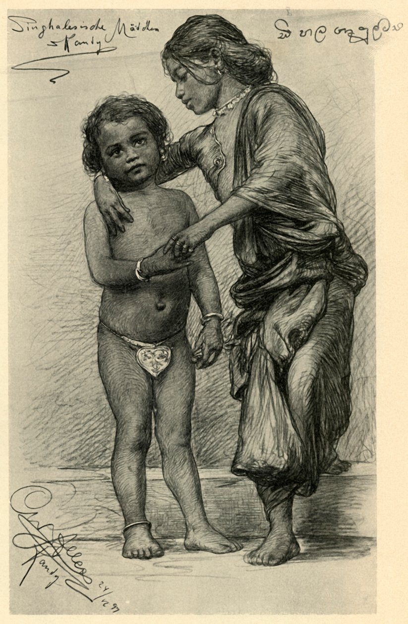 Ragazze singalesi, Kandy, Ceylon, 1898 da Christian Wilhelm Allers