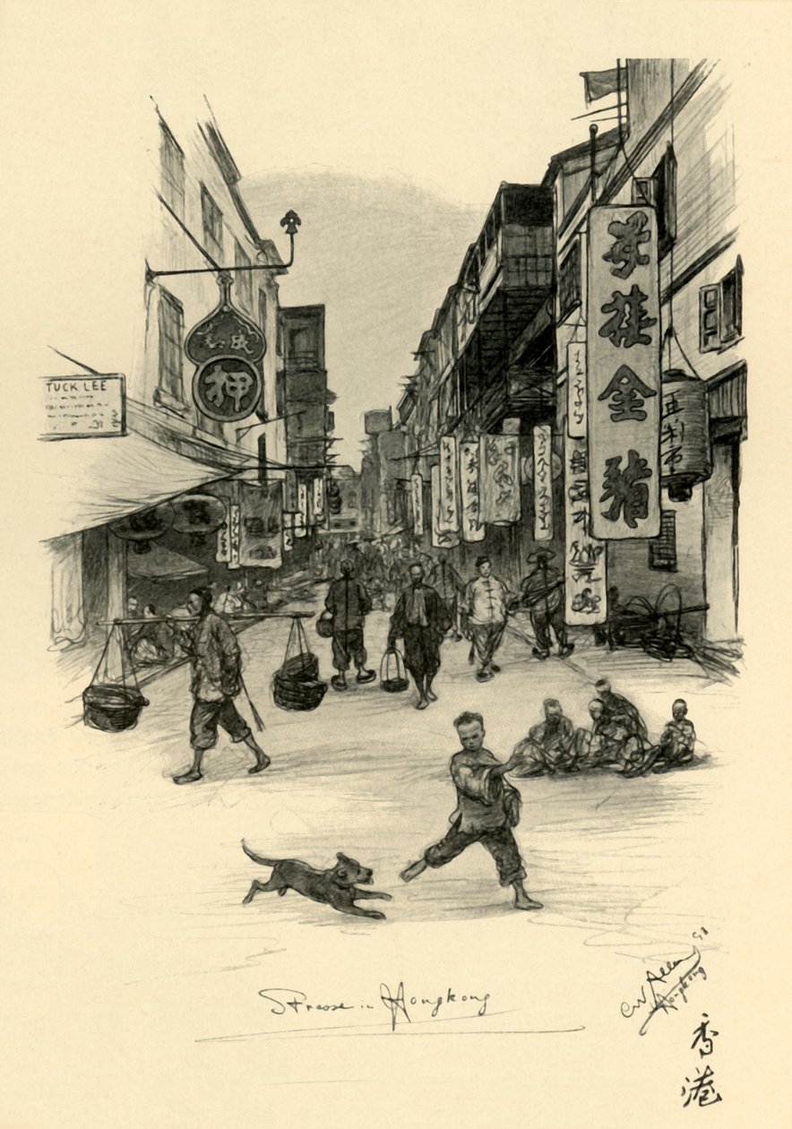 Strada a Hong Kong, 1898 da Christian Wilhelm Allers