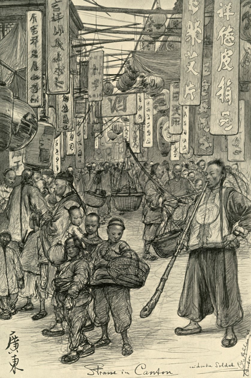 Scena di strada, Canton, Cina, 1898 da Christian Wilhelm Allers