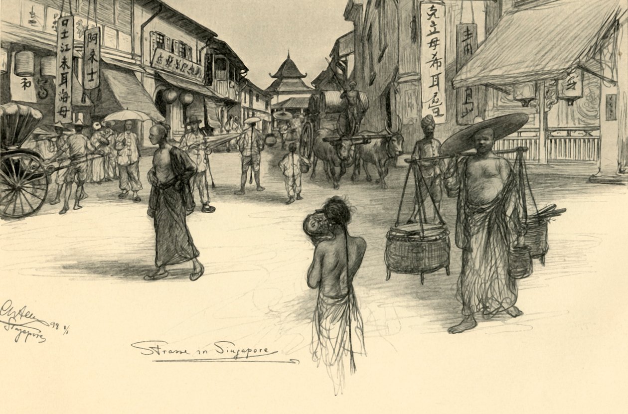 Scena di strada, Singapore, 1898 da Christian Wilhelm Allers