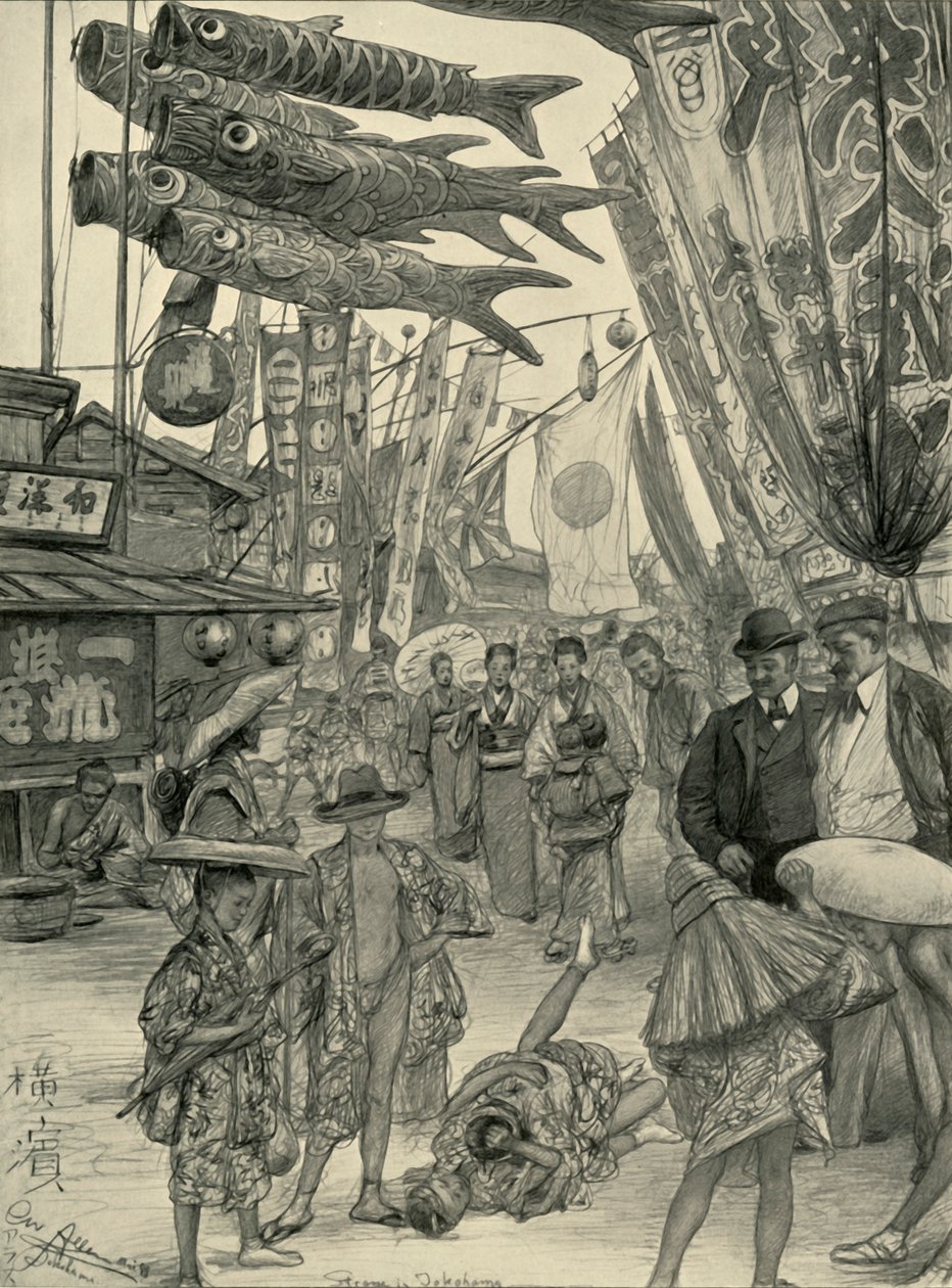 Scena di strada, Yokohama, Giappone, 1898 da Christian Wilhelm Allers