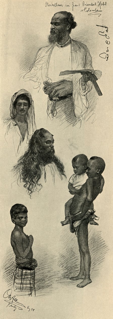 Studi di persone, Ceylon, 1898 da Christian Wilhelm Allers