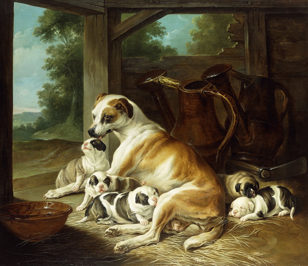 Una madre con i suoi cuccioli, 1734 da Christophe Huet