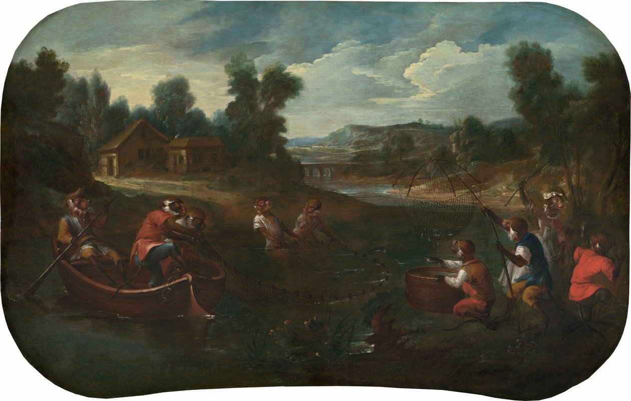Singerie: I pescatori, c. 1739 da Christophe Huet