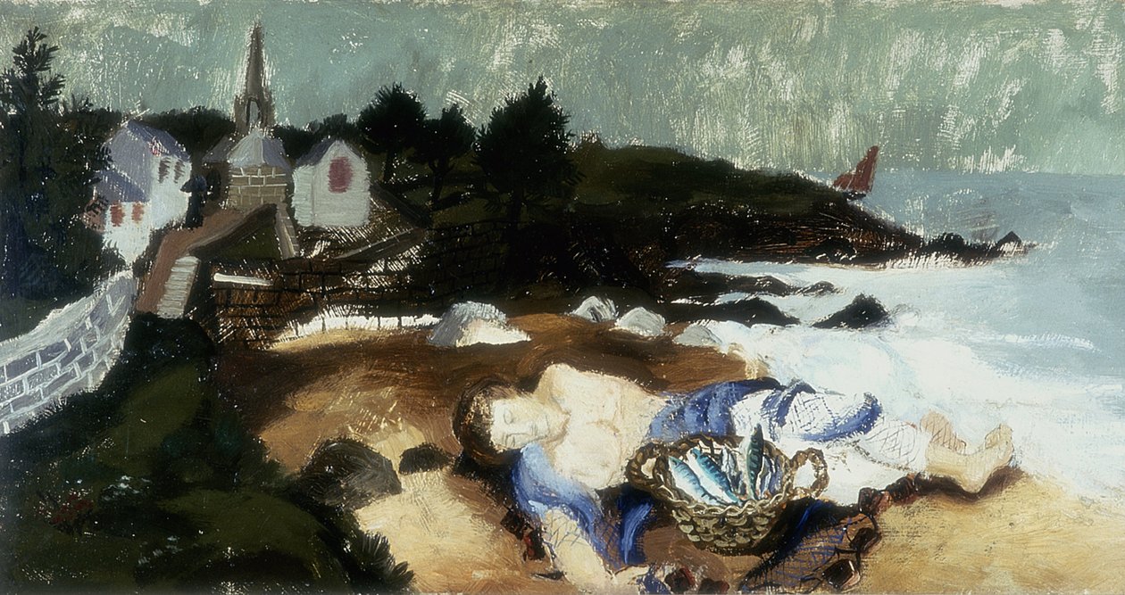 Pescatore addormentato, Ploar, Bretagna, 1930 da Christopher Wood