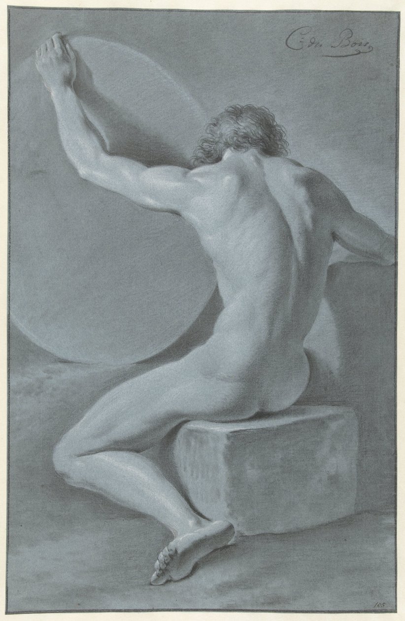 Nudo maschile seduto, visto di schiena da Chrétien Dubois