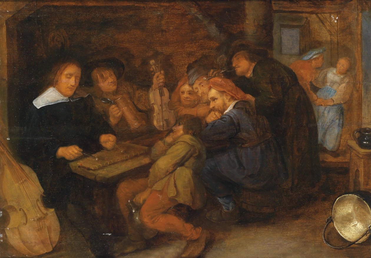 Interno di una locanda con persone che suonano da David Ryckaert