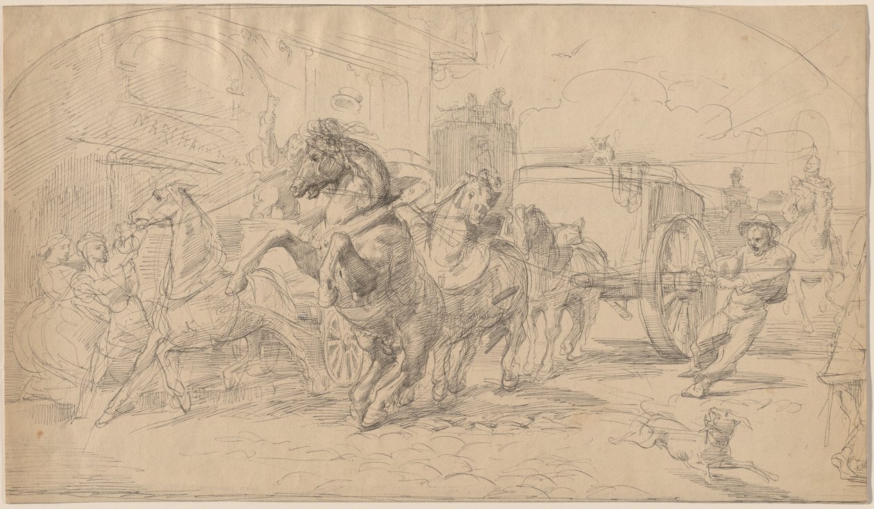 La carrozza fuggitiva da Circle of Eugène Delacroix