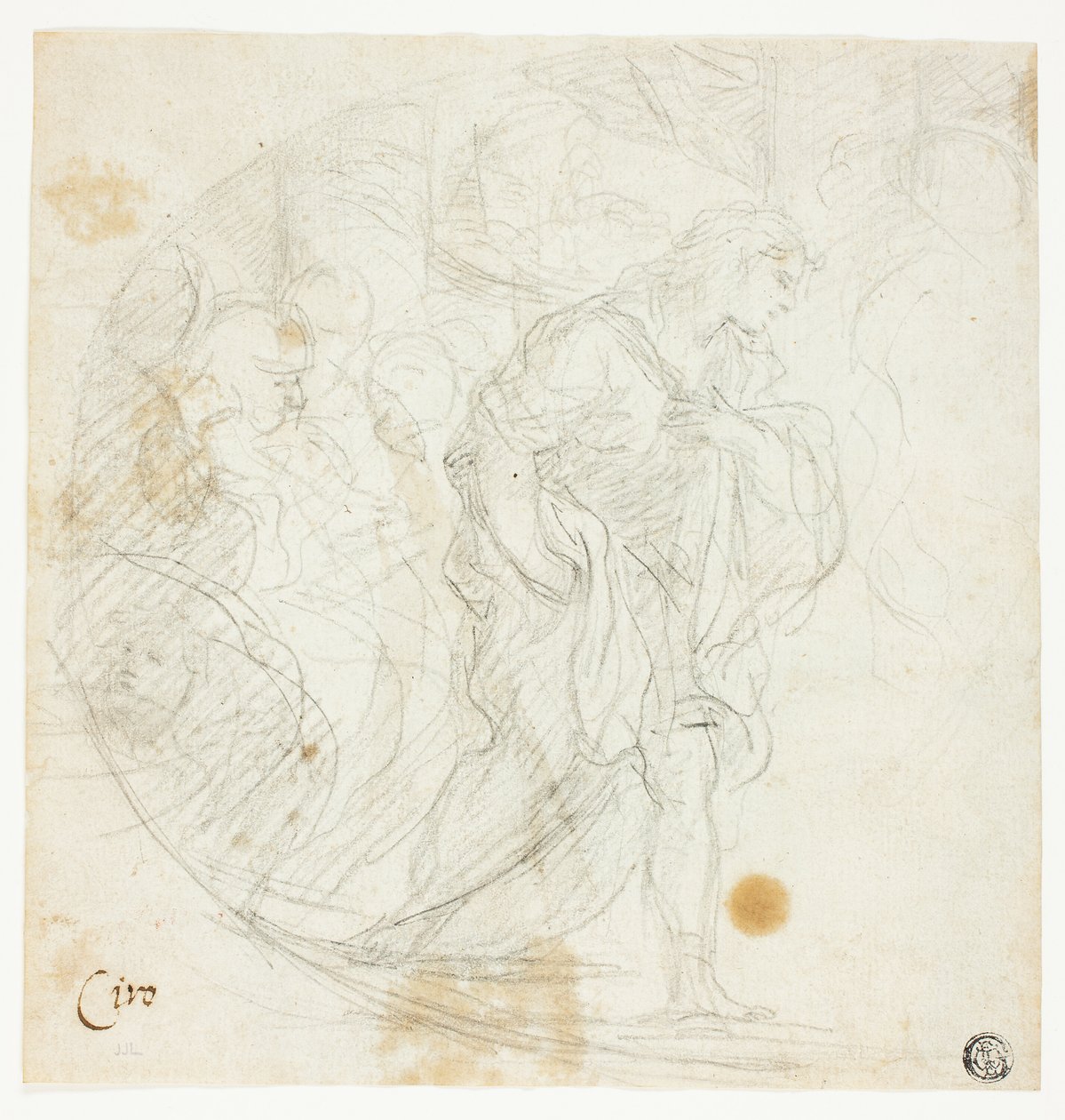 Scena biblica non identificata (recto); schizzi (verso) da Ciro Ferri