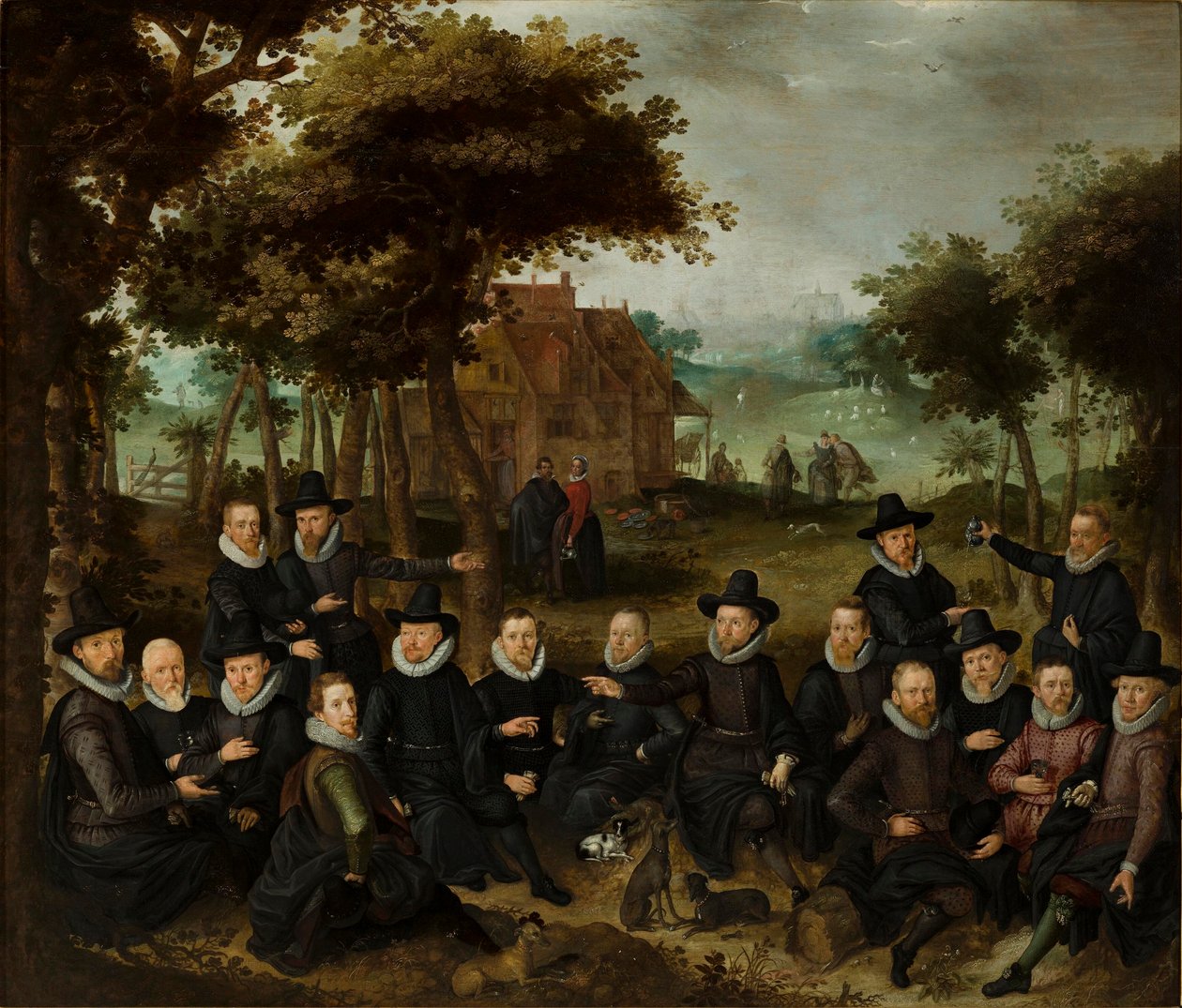 Ufficiali della Vecchia Guardia Civica di Alkmaar in un paesaggio da Claes Jacobsz van der Heck