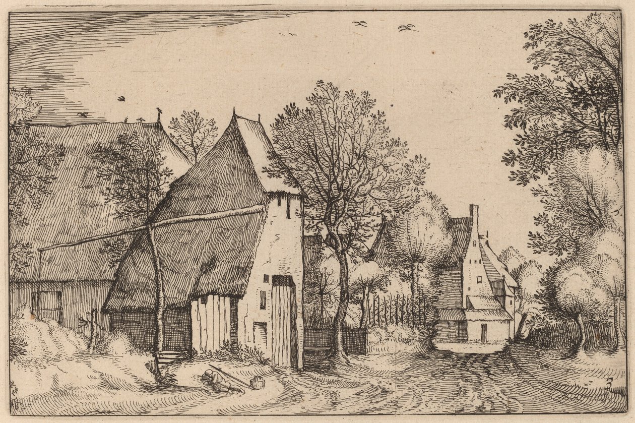 Strada del villaggio da Claes Jansz Visscher after Johannes van Doetechum, the Elder after Lucas