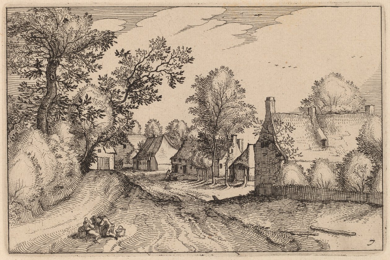 Strada del villaggio da Claes Jansz Visscher after Johannes van Doetechum, the Elder after Lucas