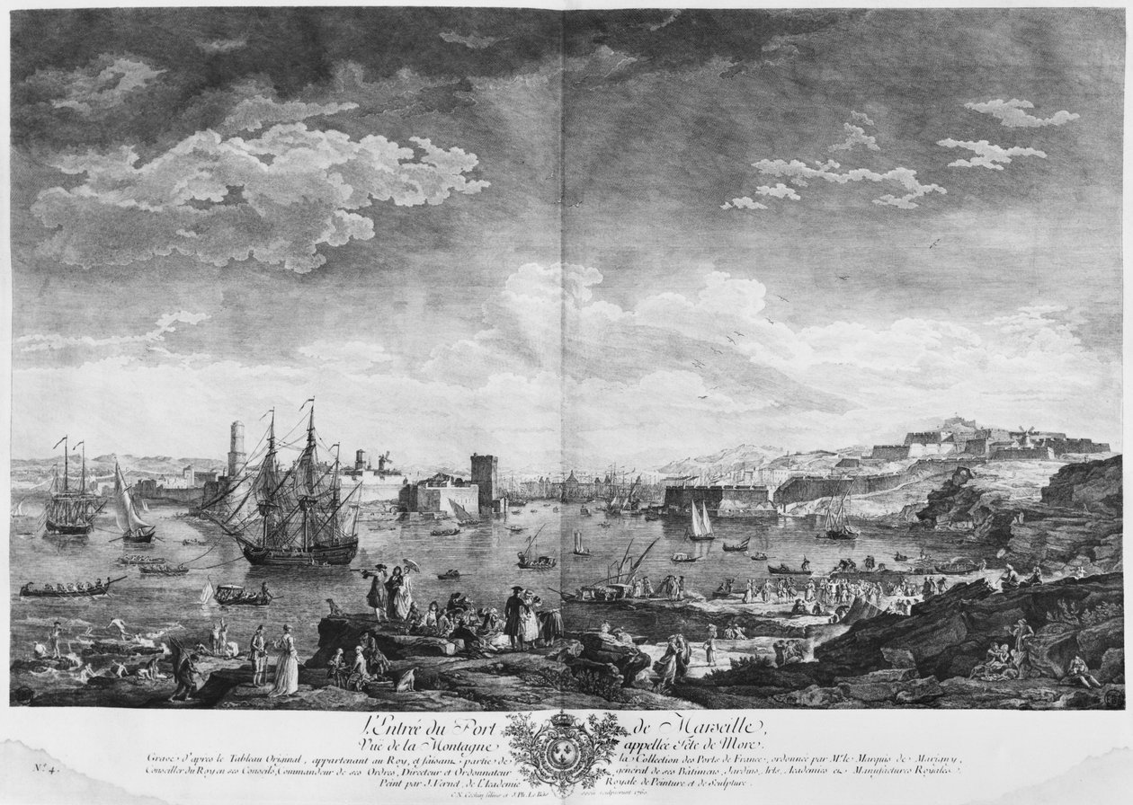 Ingresso al Porto di Marsiglia, visto dalla montagna chiamata Tete de More, serie di 