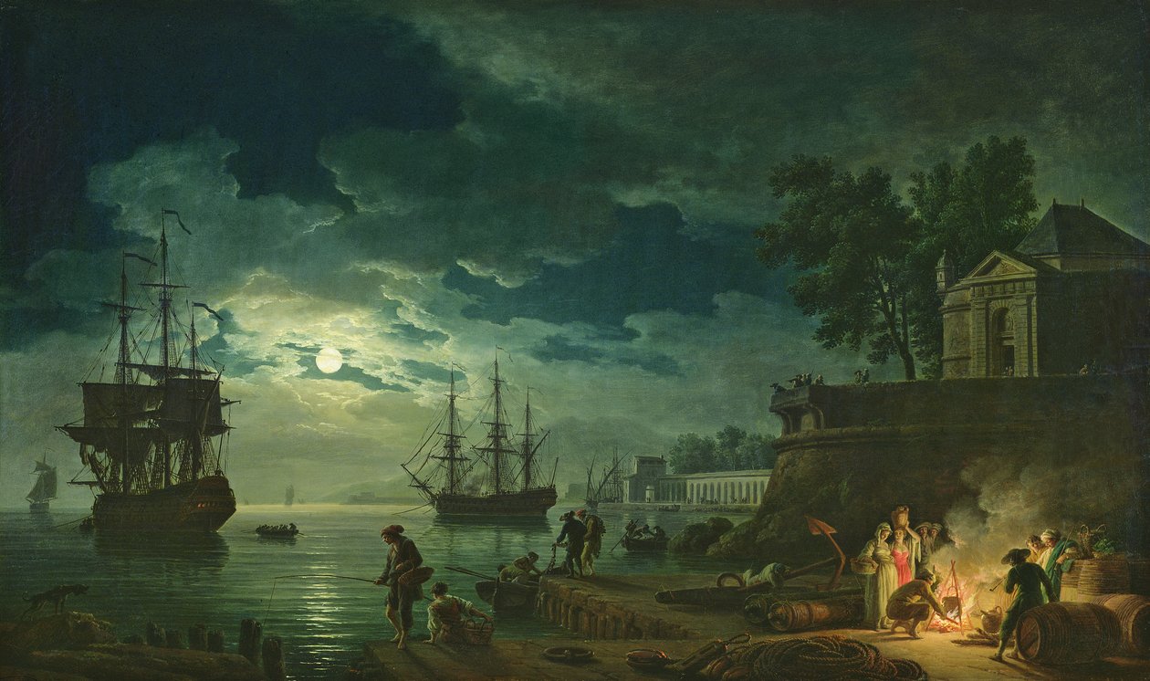Notte: Un porto al chiaro di luna, 1748 da Claude Joseph Vernet