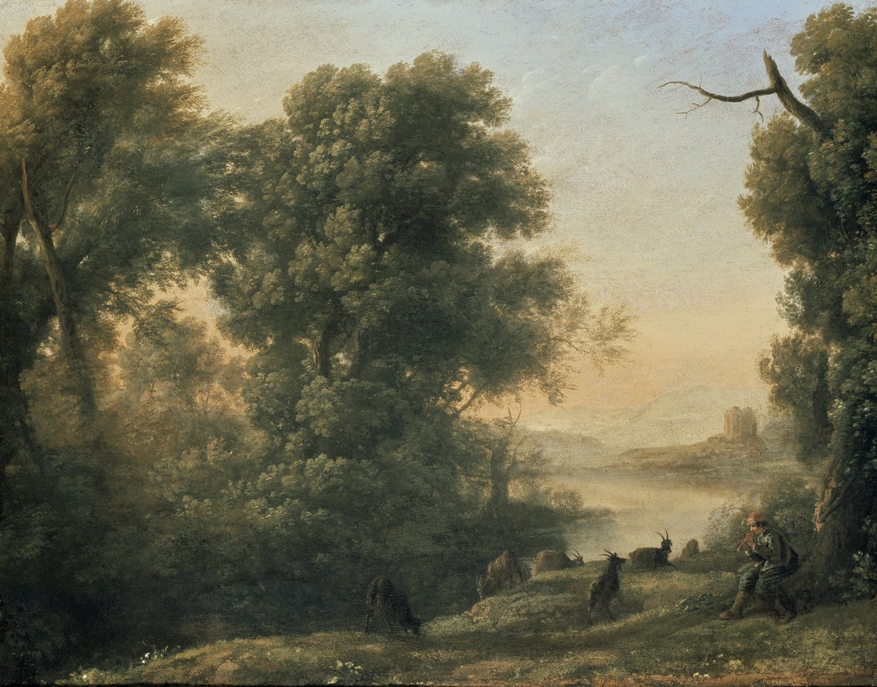Paesaggio fluviale con pastore che suona, XVII secolo da Claude Lorrain