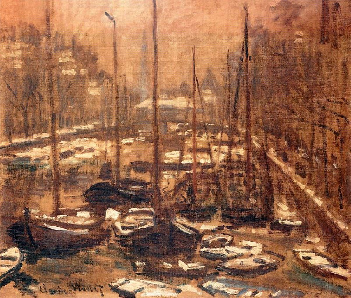 Il Geldersekade di Amsterdam in inverno da Claude Monet
