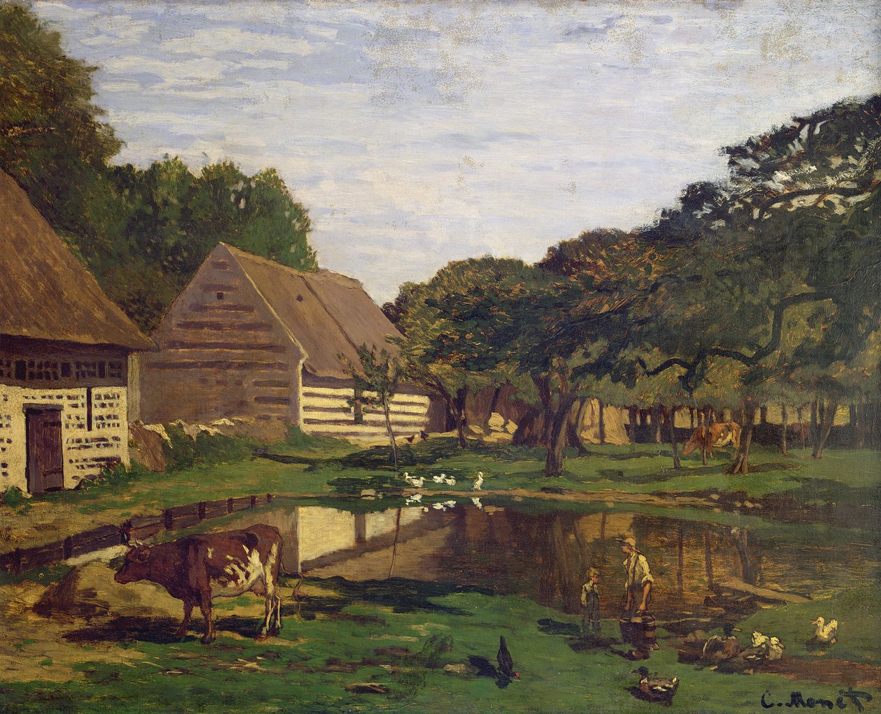 Un cortile in Normandia, c.1863 da Claude Monet