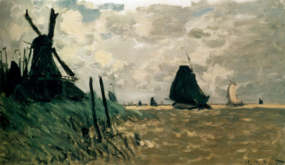 Un mulino a vento vicino a Zaandam da Claude Monet
