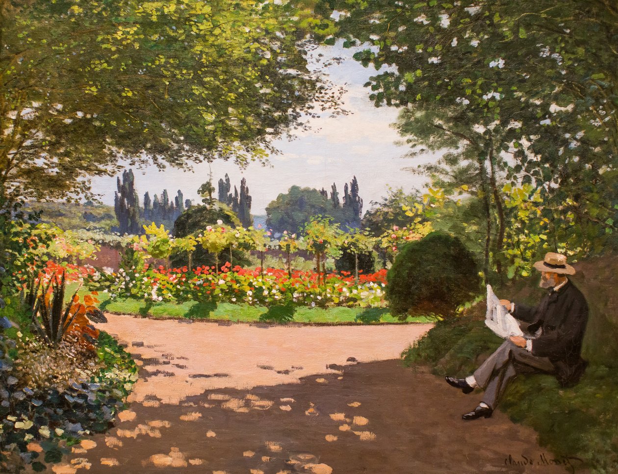 Adolphe Monet nel giardino di Le Coteau a Sainte-Adresse da Claude Monet