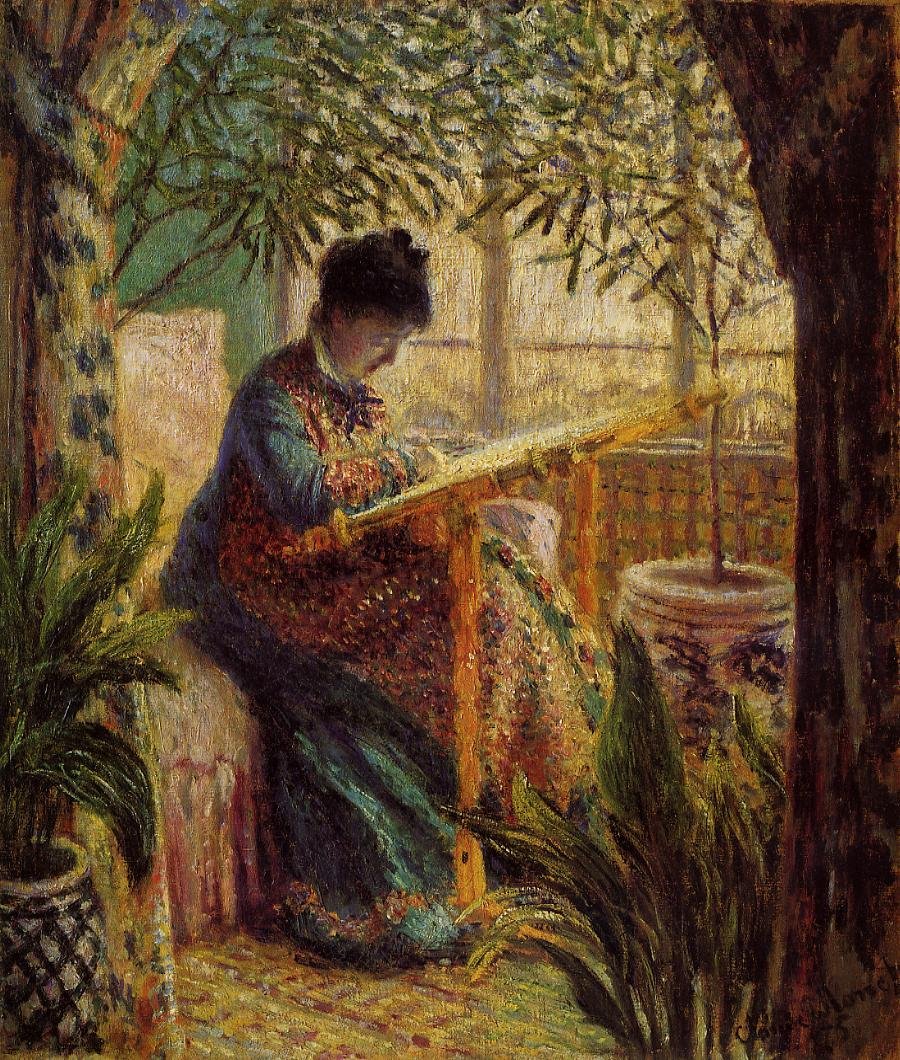 Camille al telaio da Claude Monet