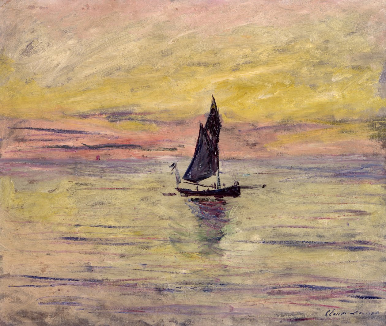 La barca a vela, effetto serale, 1885 da Claude Monet