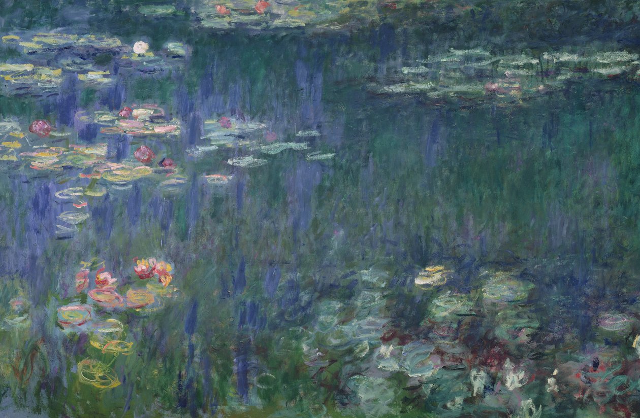 Ninfee: Riflessioni Verdi, 1914-18 (sezione sinistra) da Claude Monet