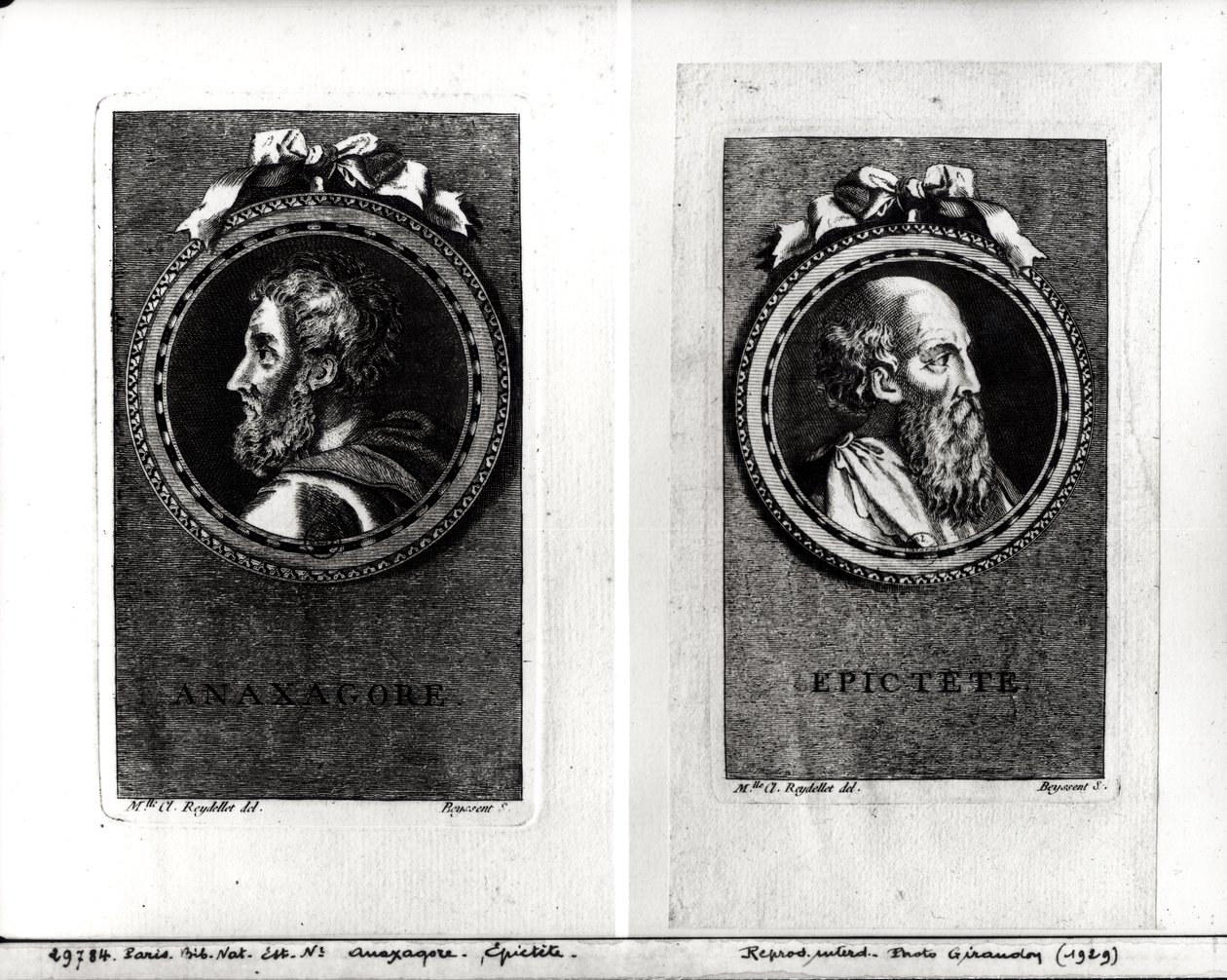 Anassagora (500-428 a.C.) ed Epitteto (1° secolo) inciso da S. Beyssent da Claude Reydellet
