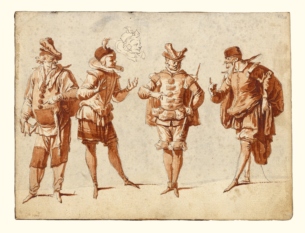 Quattro figure in costume teatrale da Claude Gillot