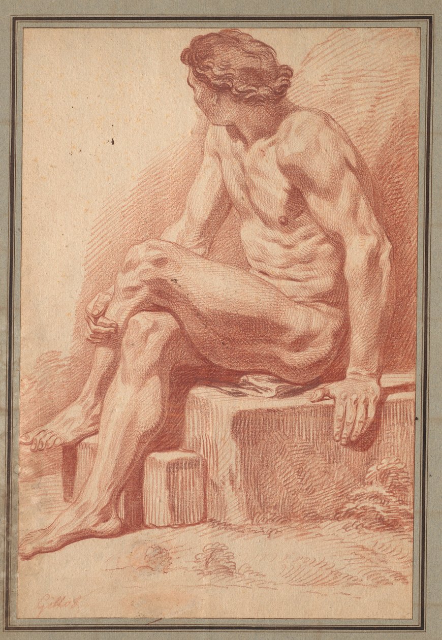 Nudo maschile seduto da Claude Gillot