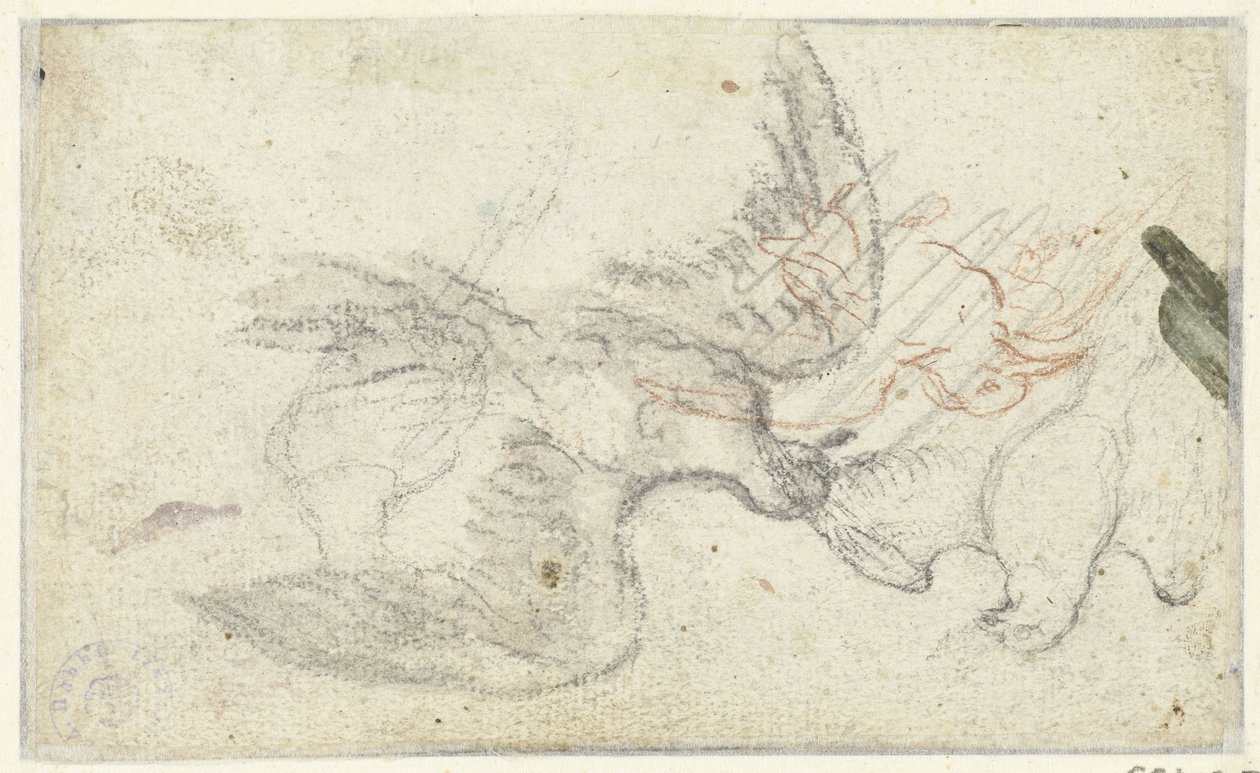 Tre schizzi di un uccello da Claude Lorrain
